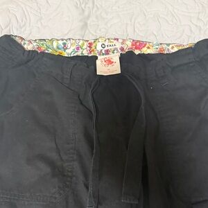 koi Black Scrub Pants with Floral Waistband